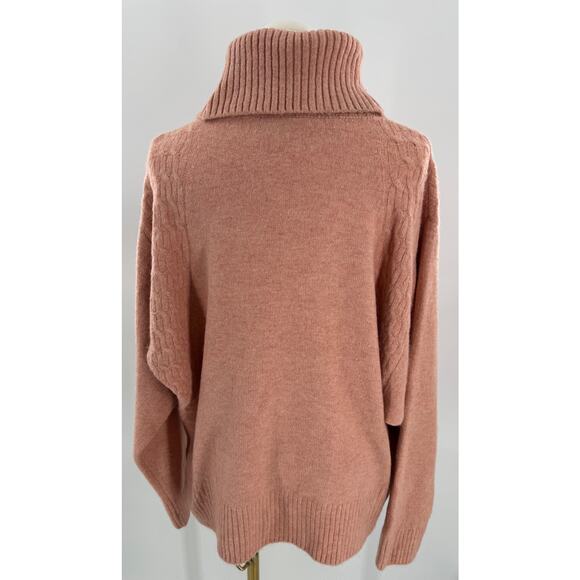 Topshop Tawny Peach Cowl Neck Sweater Batwing Turtleneck Slouchy 6 S M - Picture 4 of 8